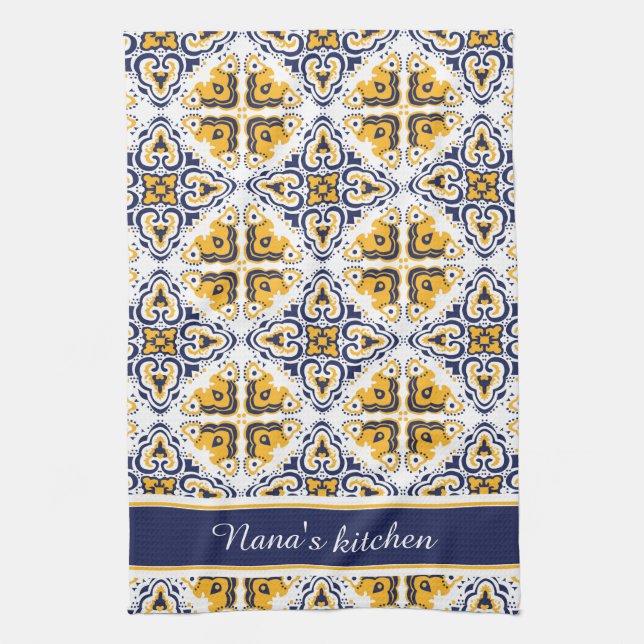 💛💙🤍 Beautiful blue and yellow Azulejos Kitchen Towel (Vertical)