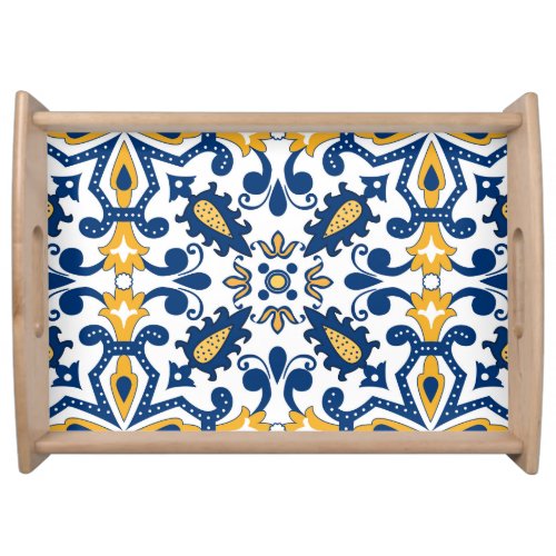  Beautiful blue and yellow Azulejos   Serving Serving Tray