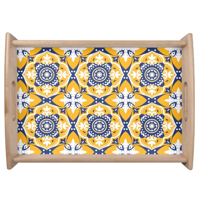 💛💙🤍 Beautiful blue and yellow Azulejos Serving Tray (Front)
