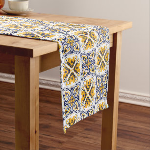 💛💙🤍 Beautiful blue and yellow Azulejos, Short Short Table Runner