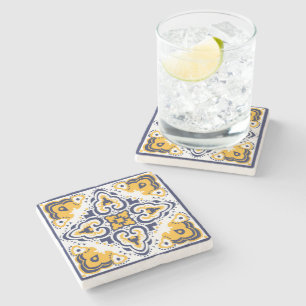 💛💙🤍 Beautiful blue and yellow Azulejos,  Stone  Coaster