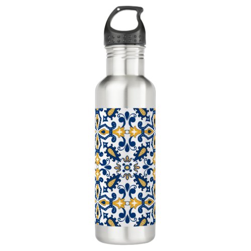  Beautiful blue and yellow Azulejos Thermal T Stainless Steel Water Bottle