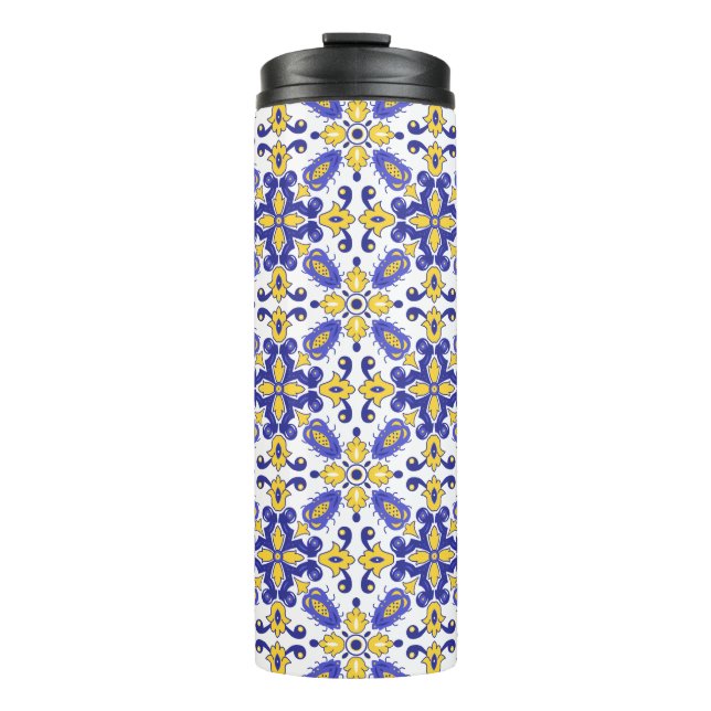 💙💛 Beautiful blue and yellow Azulejos Thermal Tumbler (Front)