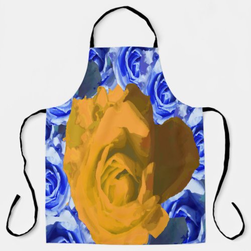Beautiful Blue and Yellow Roses Photography Apron