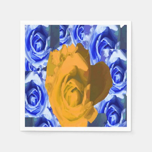 Beautiful Blue and Yellow Roses Photography Napkins