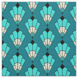 Beautiful Blue Art Deco Patterned Fabric