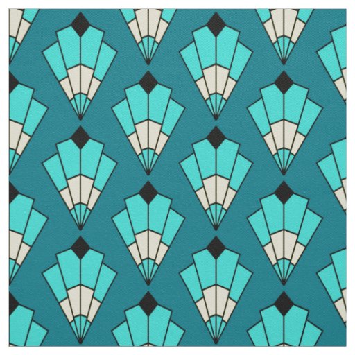 Beautiful Blue Art Deco Patterned Fabric