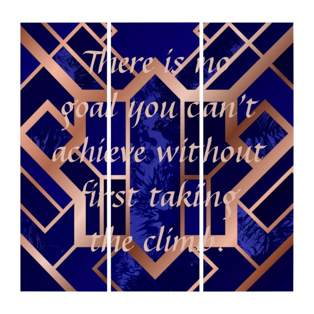 Beautiful Blue Art Triptych Art. There is no Goal. (Front)