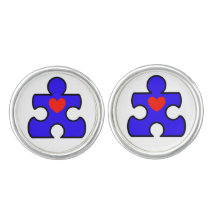 Beautiful Blue Autism Puzzle Piece Cuff Links