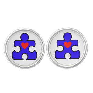 Beautiful Blue Autism Puzzle Piece Cuff Links