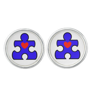 Beautiful Blue Autism Puzzle Piece Cuff Links
