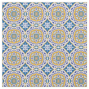 💙 Beautiful blue Azulejos 004, small tile size Fabric