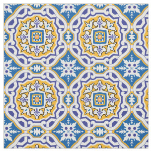 💙 Beautiful blue Azulejos 004, XXL tile size Fabric