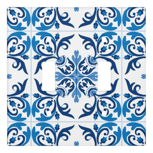 💙 Beautiful blue Azulejos II Small tiles  Light Switch Cover (Front)