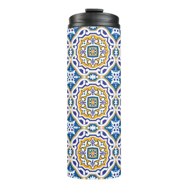 💙 Beautiful blue Azulejos IV Thermal Tumbler (Front)