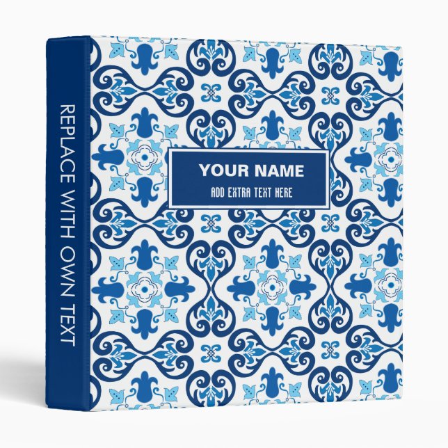 💙 Beautiful blue Azulejos, Lisbon 3 Ring Binder (Front/Spine)