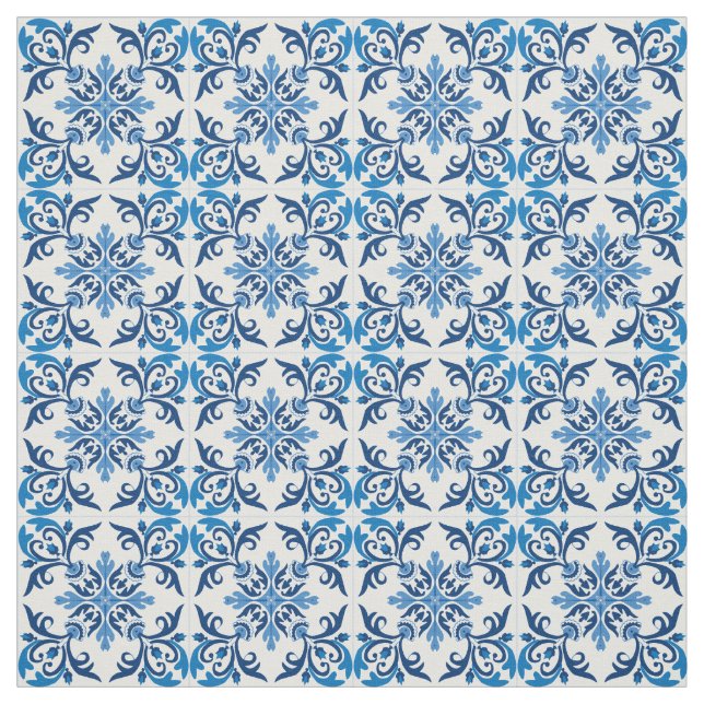 💙 Beautiful blue Azulejos, XS tile size Fabric (Swatch)