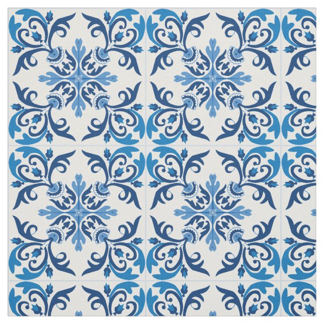 💙 Beautiful blue Azulejos, XXL tile size Fabric (Swatch)