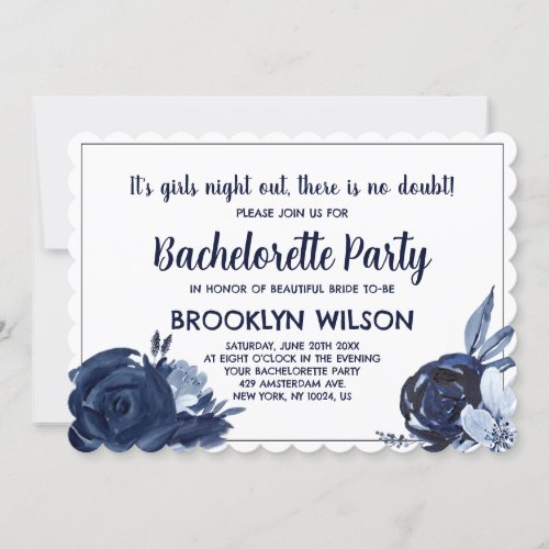 Beautiful Blue Bachelorette Party Invitations