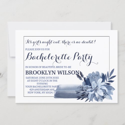 Beautiful Blue Bachelorette Party Invitations