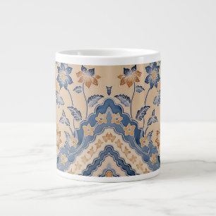 Beautiful Blue Beige Batik Garden Specialty Mug