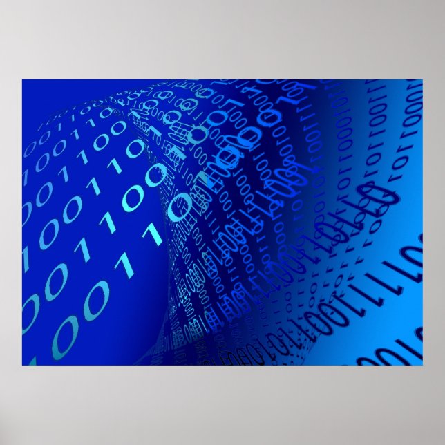 Beautiful Blue Binary Poster (Front)