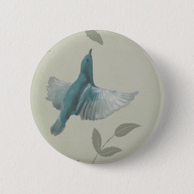 Beautiful Blue Bird Pinback Button (Front)
