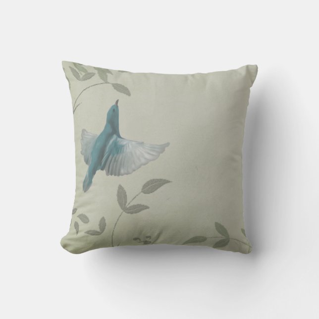 Beautiful Blue Bird Throw Pillow (Front)