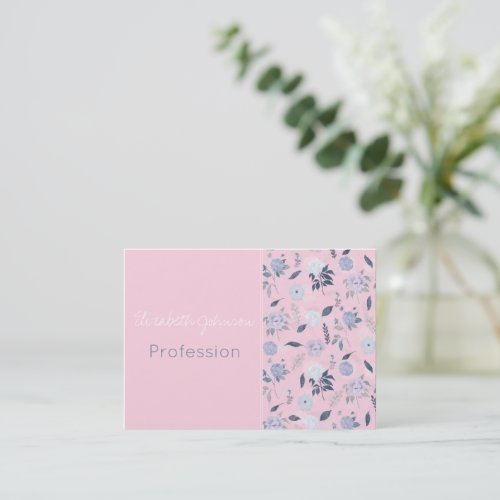 Beautiful Blue Blooming Flowers Garden Pink Design Business Card