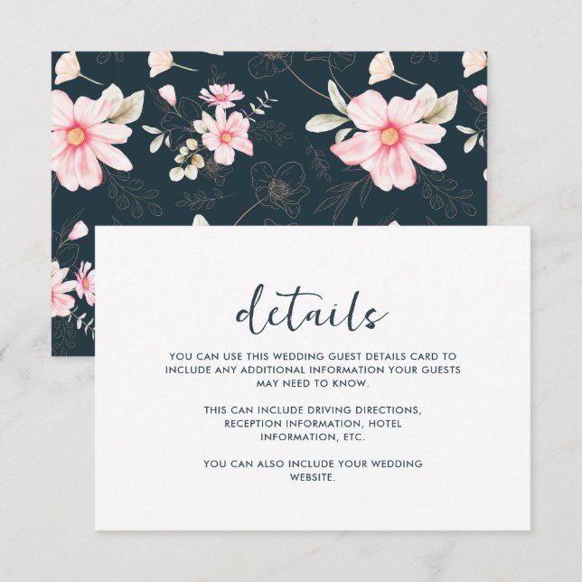 Beautiful Blue Blush Floral Wedding Guest Detail (Front/Back)