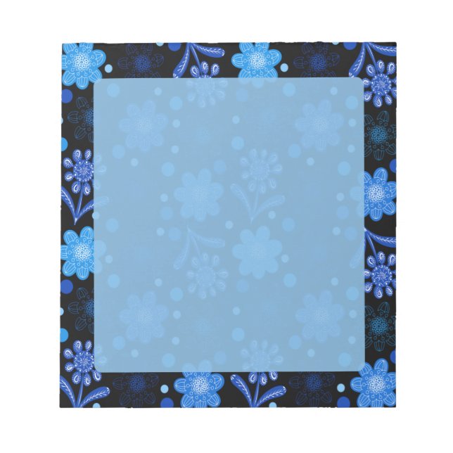 Beautiful Blue Boho Flowers Notepad (Front)