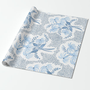 Beautiful blue bouquets wrapping paper