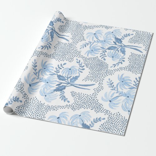 Beautiful blue bouquets wrapping paper