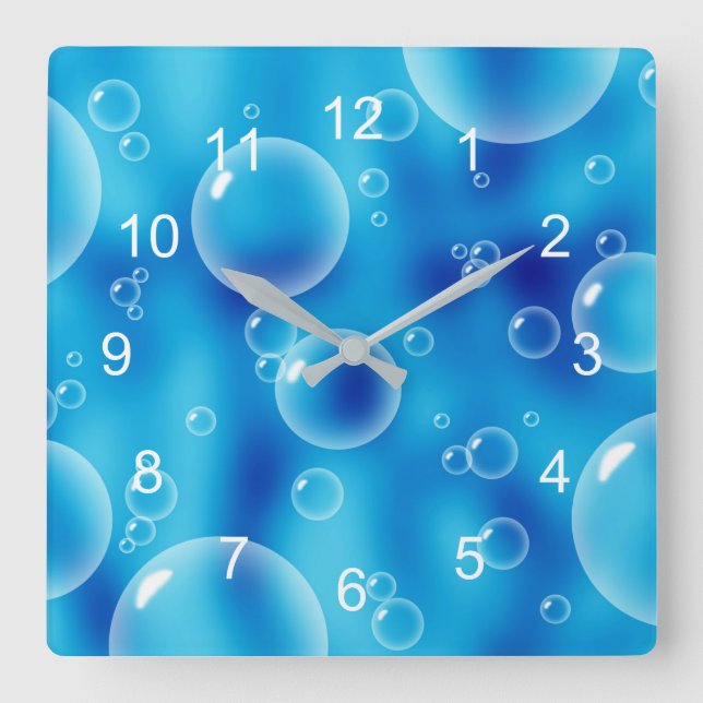 Beautiful Blue Bubbles design with white clock fac (Front)