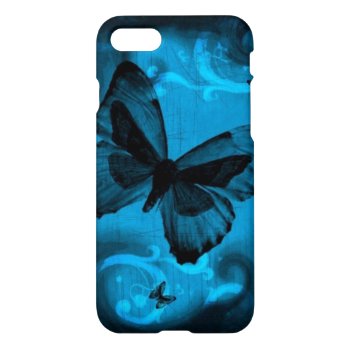 beautiful blue buterfly swirl lines vector art iPhone 7 case