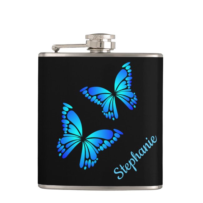 Beautiful Blue Butterflies Flask