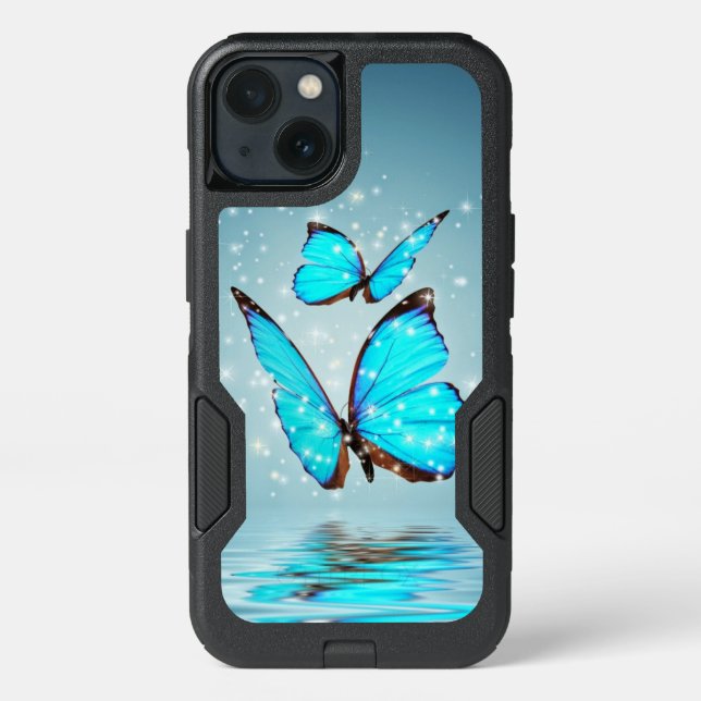 beautiful blue butterflies otterbox iPhone case (Back)