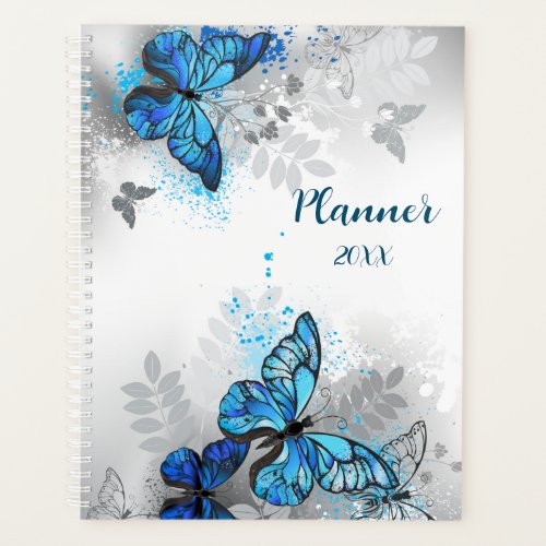 Beautiful blue butterflies planner