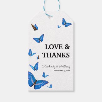 Beautiful Blue Butterflies Wedding Favor Tags