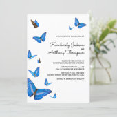 Beautiful Blue Butterflies Wedding Invitation (Standing Front)