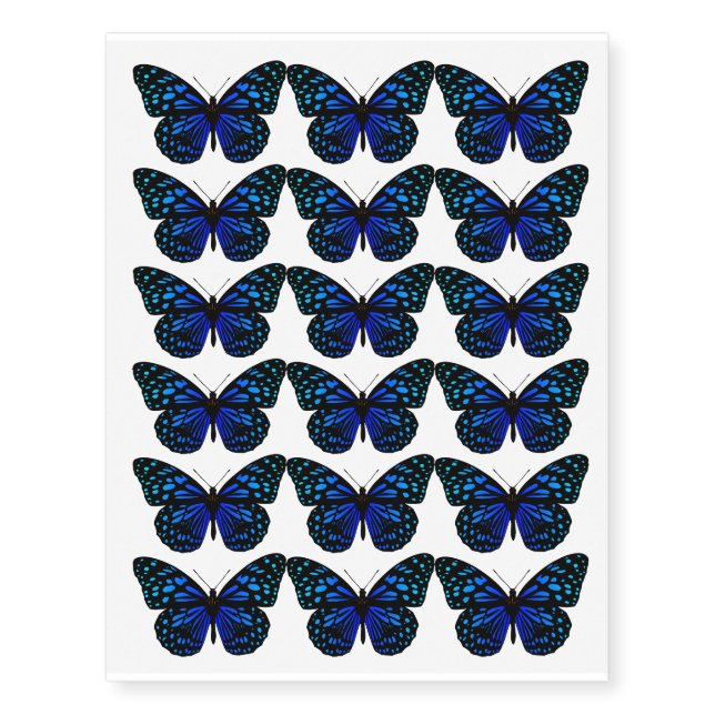 Beautiful Blue Butterfly Design Temporary Tattoos (Front)