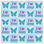 BEAUTIFUL BLUE BUTTERFLY I LOVE JESUS FABRIC