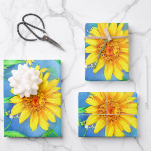 Beautiful Blue Butterfly in a Flower Meadow Wrapping Paper Sheets