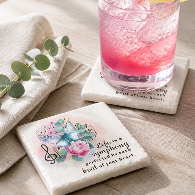 Beautiful Blue Butterfly Inspirational Quote Stone Coaster (Creator Uploaded)