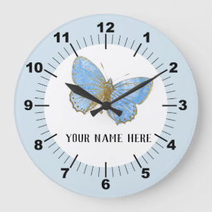 Beautiful Blue Butterfly Large Clock