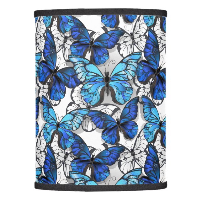 Beautiful Blue Butterfly Pattern  Lamp Shade (Front)