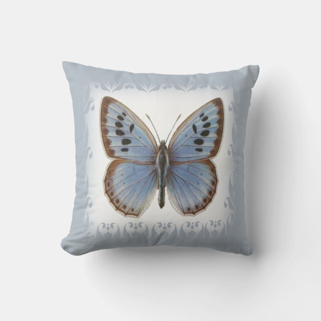 Beautiful Blue Butterfly Throw Pillow (Front)