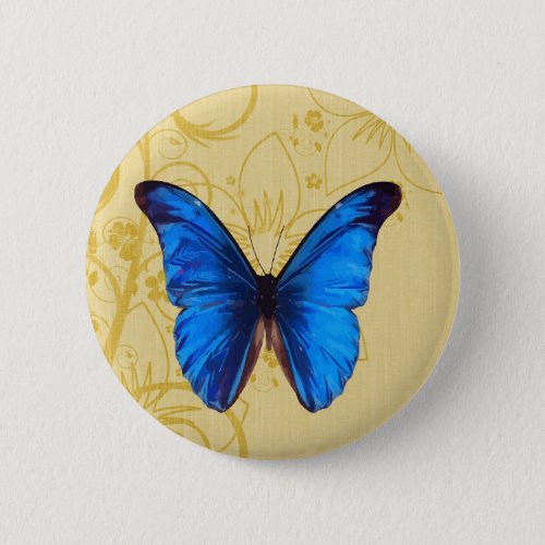 Beautiful Blue Butterfly Vintage art Button
