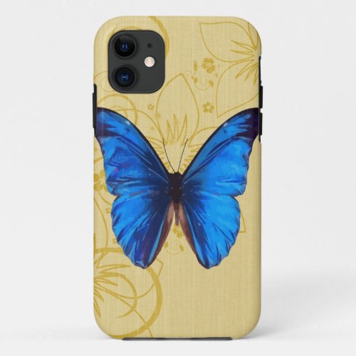 Beautiful Blue Butterfly Vintage art iPhone 11 Case