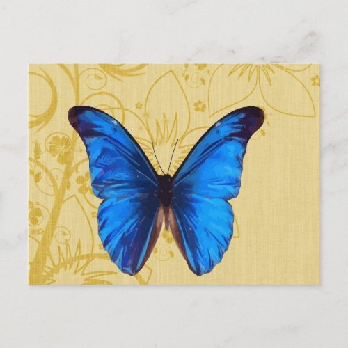 Beautiful Blue Butterfly Vintage art Postcard